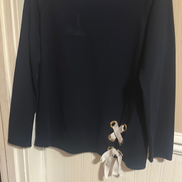 Tommy Hilfiger Blue Tie Front Blouse - Picture 6 of 11